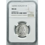 Hungary, Leopold I, 6 Kreuzer Kremnitz 1669 KB - NGC MS66
