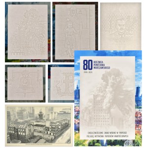 PWPW, folder ze znakami wodnymi z okazji 80. rocznicy wybuchu Powstania Warszawskiego oraz na 100-lecie wprowadzenia złotego do obiegu (5 szt.)