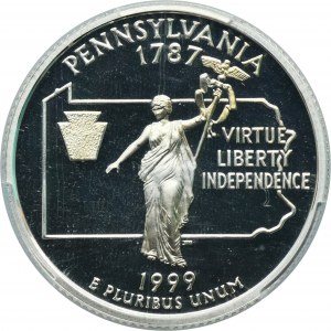 USA, 1/4 Dollar San Francisco 1999 S - Pennsylvania Silver - PCGS PR69 DCAM