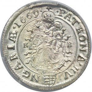 Hungary, Leopold I, 6 Kreuzer Kremnitz 1669 KB - PCGS MS63