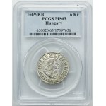 Hungary, Leopold I, 6 Kreuzer Kremnitz 1669 KB - PCGS MS63