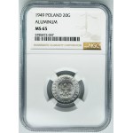 20 groszy 1949 Aluminium - NGC MS65