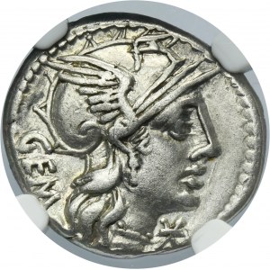 Roman Republic, Marcus Aburius Geminus, Denarius - NGC VF