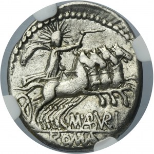 Roman Republic, Marcus Aburius Geminus, Denarius - NGC VF