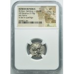 Roman Republic, Marcus Aburius Geminus, Denarius - NGC VF