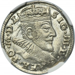 Sigismund III Vasa, 3 Groschen Vilnius 1592 - NGC MS62