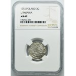 Sigismund III Vasa, 3 Groschen Vilnius 1592 - NGC MS62