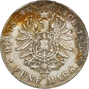 Deutschland, Stadt Hamburg, 5 Mark 1888 J - RARE ANNIVERSARY