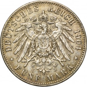 Allemagne, Royaume de Prusse, Guillaume II, 5 marks Berlin 1904 A