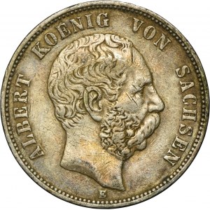 Germany, Kingdom of Saxony, Albert, 5 Mark Dresden 1876 E