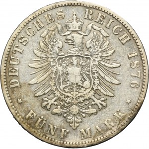 Allemagne, Royaume de Prusse, Guillaume Ier, 5 marks Berlin 1876 A