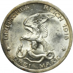 Germany, Kingdom of Prussia, Wilhelm II, 3 Mark Berlin 1913 A
