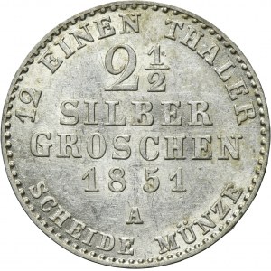 Germany, Kingdom of Prussia, Friedrich Wilhelm IV, 2 1/2 Silber groschen Berlin 1851 A