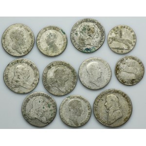 Lot, Germany, 1/3 Thaler, 1/6 Thaler, 1/12 Thaler and 4 Groschen (11 pcs.)