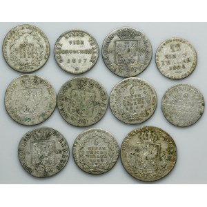 Lot, Germany, 1/3 Thaler, 1/6 Thaler, 1/12 Thaler and 4 Groschen (11 pcs.)
