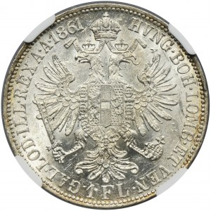 Austria, Franz Joseph I, 1 Floren Wien 1861 A - NGC MS60