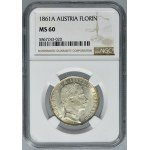 Austria, Franz Joseph I, 1 Floren Wien 1861 A - NGC MS60