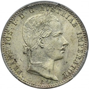 Austria, Franz Joseph I, 1/4 Florin Wien 1858 A - RARE - PCGS MS65