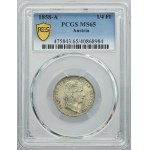 Austria, Franz Joseph I, 1/4 Florin Wien 1858 A - RARE - PCGS MS65