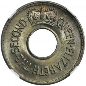 Fiji, Elizabeth II, 1/2 Penny London 1954 - NGC MS66