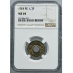 Fiji, Elizabeth II, 1/2 Penny London 1954 - NGC MS66