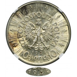 Piłsudski, 10 złotych 1934 - NGC AU58 - RZADKIE