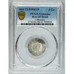 John II Casimir, 3 Groschen Vilnius 1664 - PCGS XF DETAIL - RARE