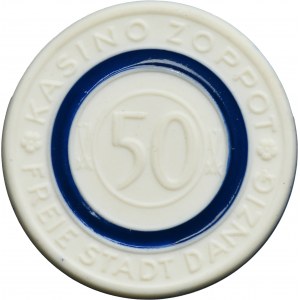 Free City of Danzig, Casino Zoppot, 50 gulden, porcelaine - RARE