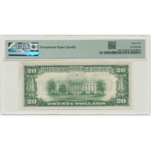 USA, Green Seal, Cleveland, 20 Dollars 1934 - Julian & Snyder - PMG 64 EPQ