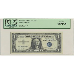 USA, Silver Certificate, 1 Dollar 1957★ - Priest & Anderson - star note - PCGS 65 PPQ