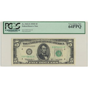 USA, Green Seal, 5 Dollars 1950 - PCGS 64 PPQ