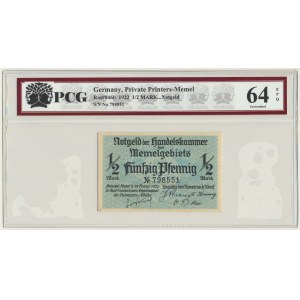 Memel (Klaipeda), 1/2 Mark 1922 - PCG 64 EPQ