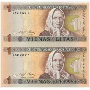 Lithuania, 1 Litas - AAG - uncut pair