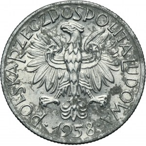 5 złotych 1958 Rybak - wąska ósemka