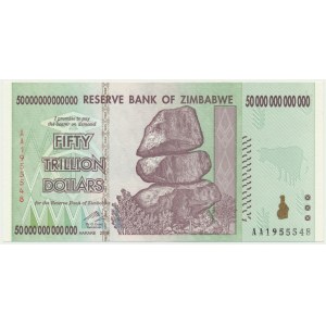 Zimbabwe, 50 Trillion Dollars 2008 - AA -