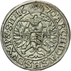 Silesia, Habsburg rule, Leopold I, 3 Kreuzer Breslau 1670 SHS