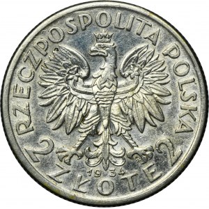 Głowa kobiety, 2 złote 1934