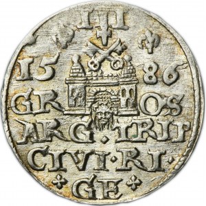 Stephen Bathory, 3 Groschen Riga 1586 - small head