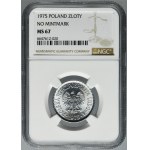 1 złoty 1975 - NGC MS67 - bez znaku