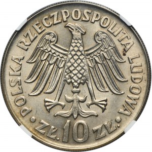 10 złotych 1964 Kazimierz Wielki - NGC MS65 - wypukły napis na awersie