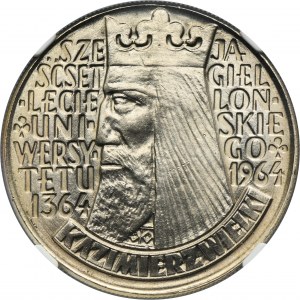 PRÓBA, 10 złotych 1964 Kazimierz Wielki - NGC MS66 - wklęsły napis na awersie