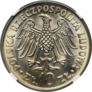 PRÓBA, 10 złotych 1964 Kazimierz Wielki - NGC MS66 - wklęsły napis na awersie