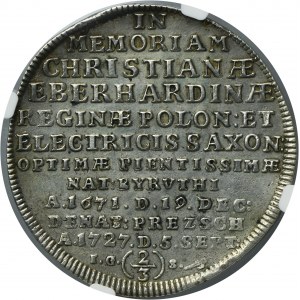 Augustus II the Strong, 2/3 Posthumous thaler Dresden 1727 IGS - NGC UNC DETAILS