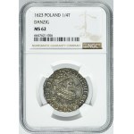 Sigismund III Vasa, 1/4 Thaler Danzig 1623 - PR• - NGC MS62