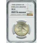 Germany, Weimar Republic, 3 Mark Munich 1930 D - Liberation of Rhineland - NGC MS64