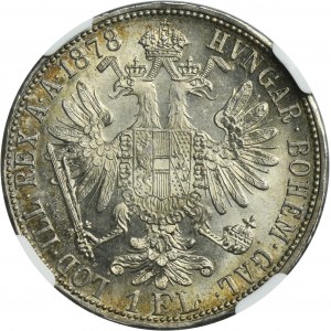 Austria, Franz Joseph I, 1 Florin Wien 1878 - NGC MS65