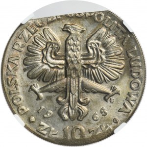 DESTRUKT, 10 złotych 1965 VII Wieków Warszawy - NGC MINT ERROR MS63
