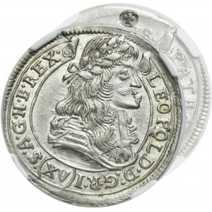 Hungary, Leopold I, 15 Kreuzer Kremnitz 1678 KB - RARE - NGC MS63