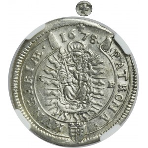 Hungary, Leopold I, 15 Kreuzer Kremnitz 1678 KB - RARE - NGC MS63