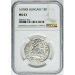 Hungary, Leopold I, 15 Kreuzer Kremnitz 1678 KB - RARE - NGC MS63